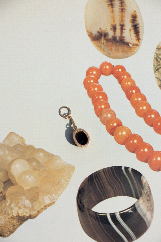 Charm - 14k Antique Onyx Drop Charm - LETTUCE STUDIOS