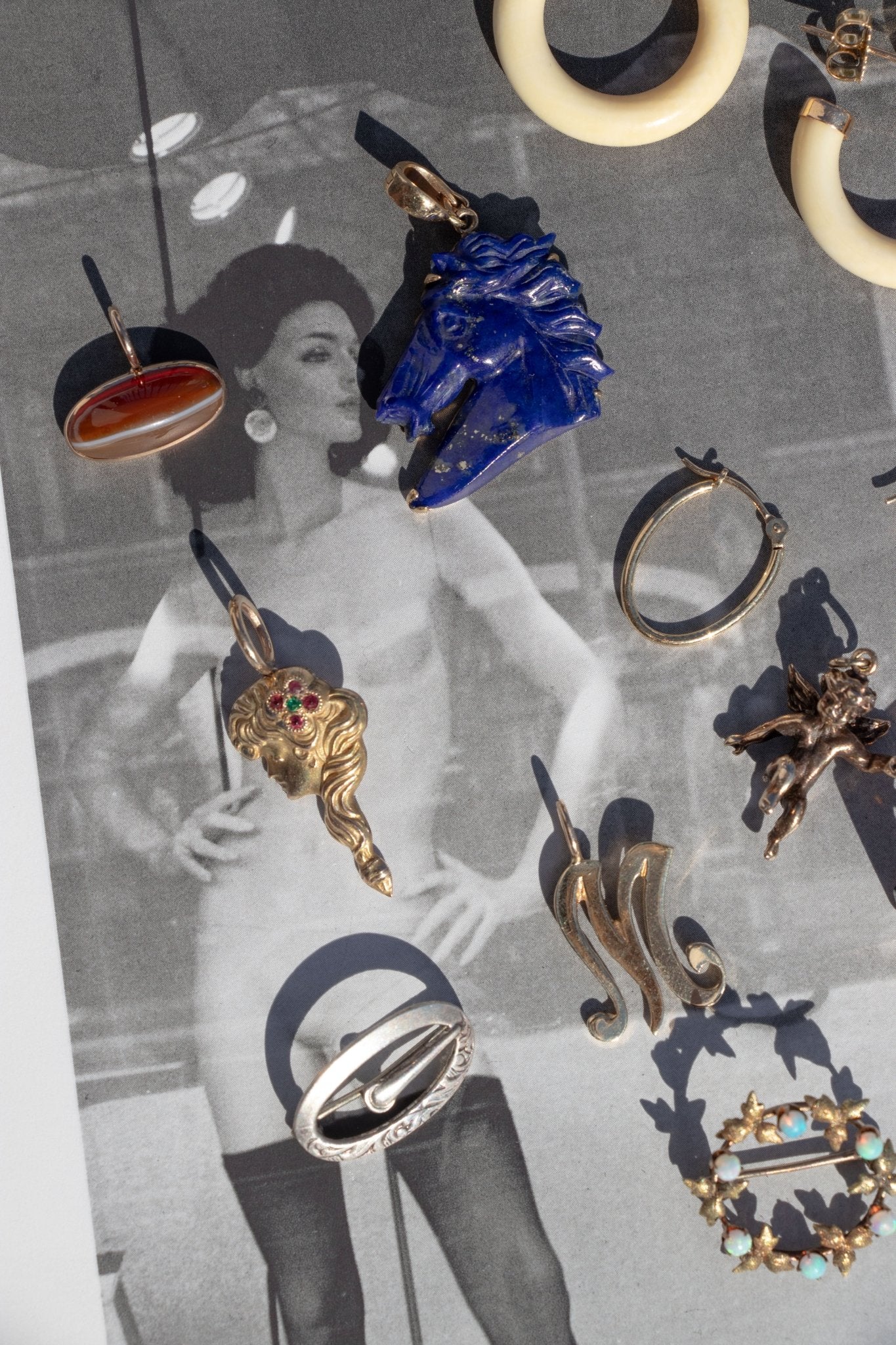 Charm - 14k Carved Lapis Horse Head Pendant - Lettuce Goods