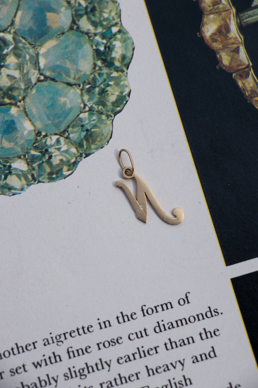 Charm - 14k Vintage ‘N’ Initial Charm - LETTUCE STUDIOS