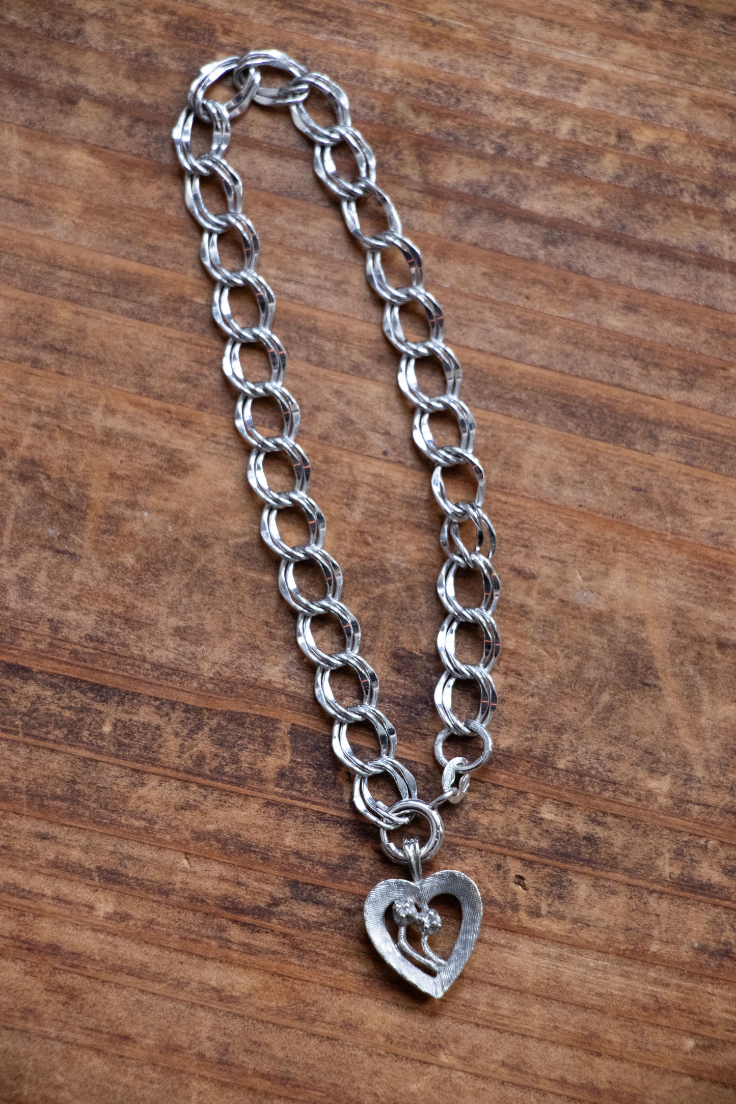 Vintage 14k White Gold Forget Me Not Heart Charm