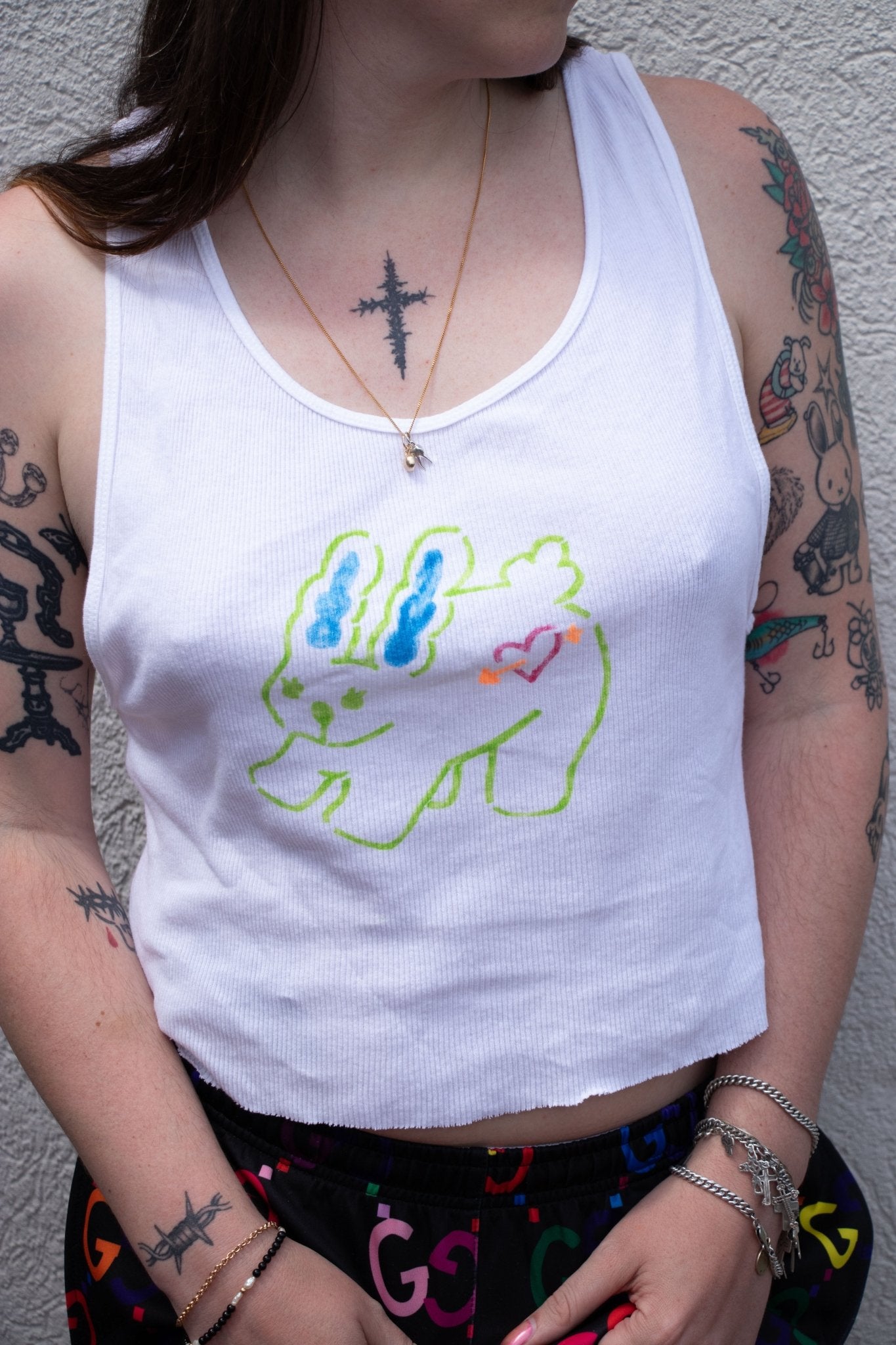 Tank Top - Lettuce Bunny Cropped Tank no. 5 - Lettuce Goods