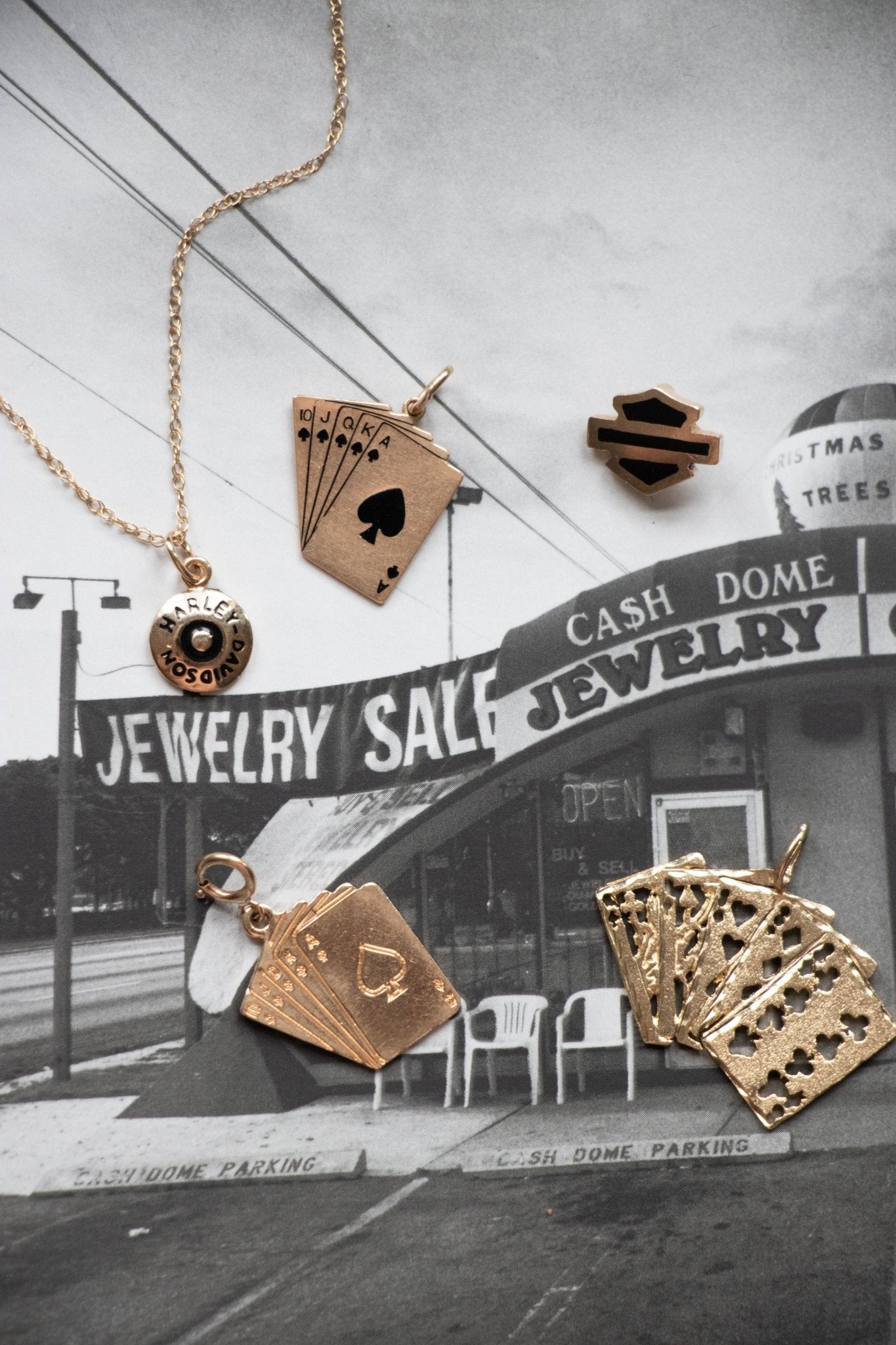 Necklace - Vintage 10k & 14k Gold Harley Davidson Rivet Charm Necklace - Lettuce Goods