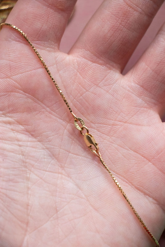 Necklace - Vintage 14k Yellow Gold Box Chain 17” - Lettuce Goods
