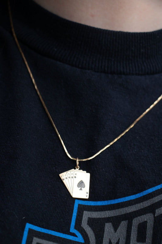 Charm - Vintage 14k Yellow Gold & Enamel Royal Flush Cards Charm - Lettuce Goods