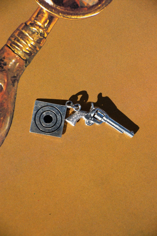 Charm - Vintage Sterling Revolver & Target Charm - Lettuce Goods