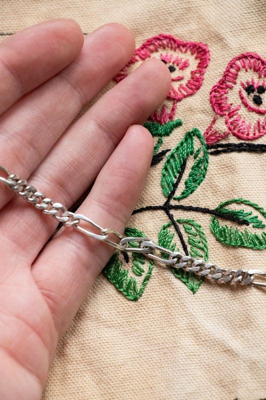 Bracelet - Vintage Sterling Silver Mixed Link Bracelet 8” - Lettuce Goods
