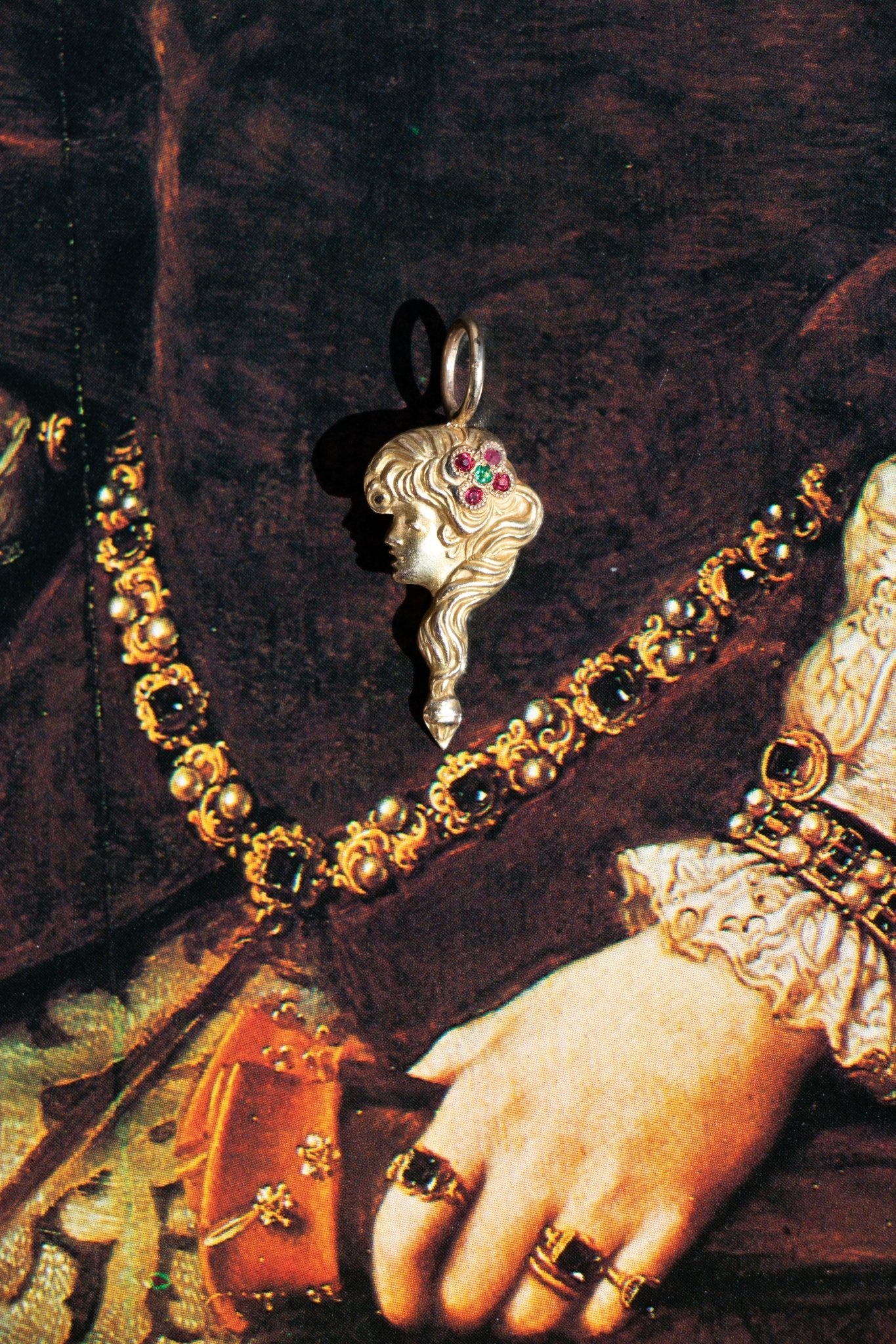 Charm - 14k Antique Art Nouveau Lady Charm - LETTUCE STUDIOS