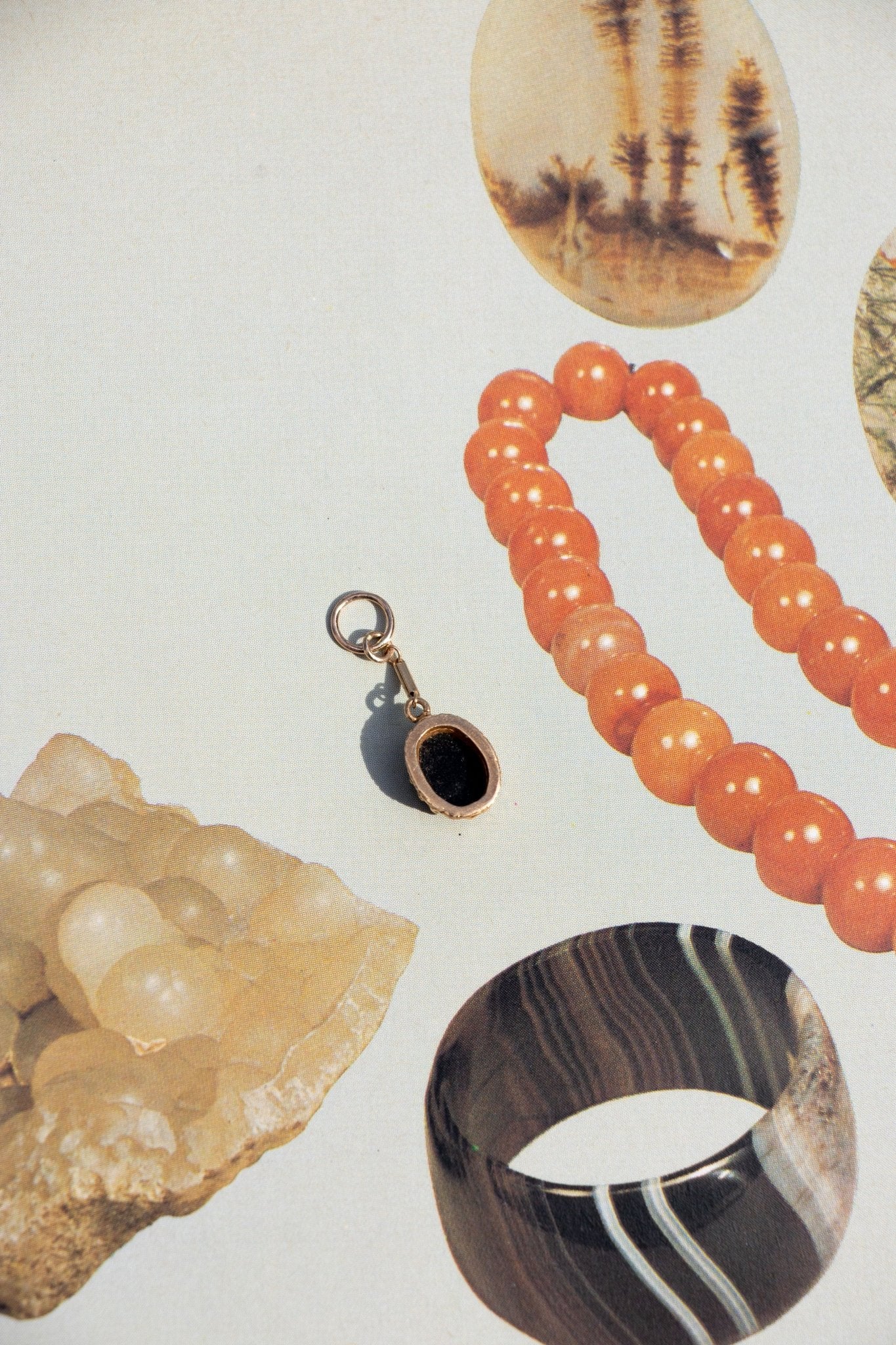 Charm - 14k Antique Onyx Drop Charm - LETTUCE STUDIOS