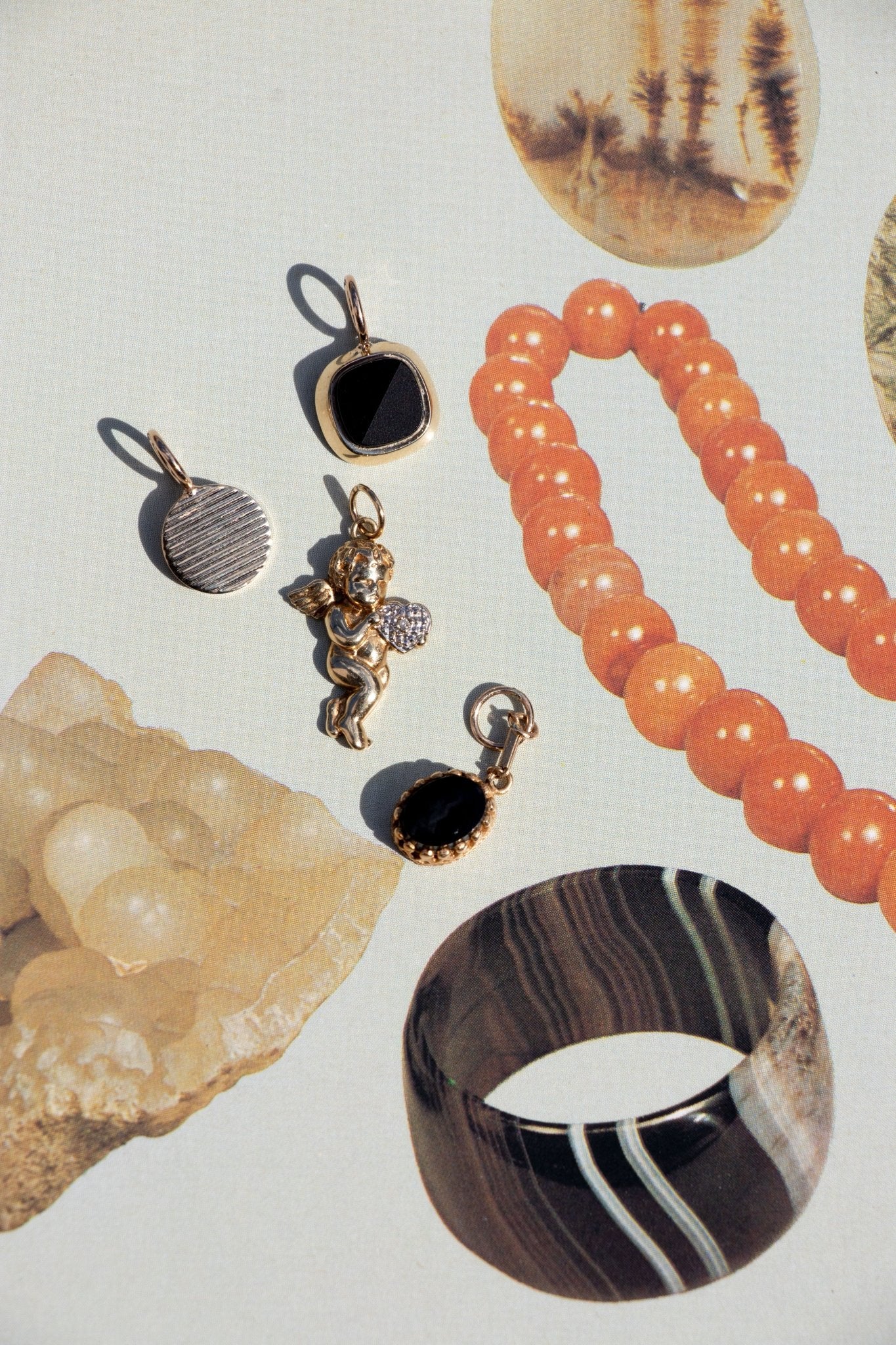 Charm - 14k Antique Onyx Drop Charm - LETTUCE STUDIOS