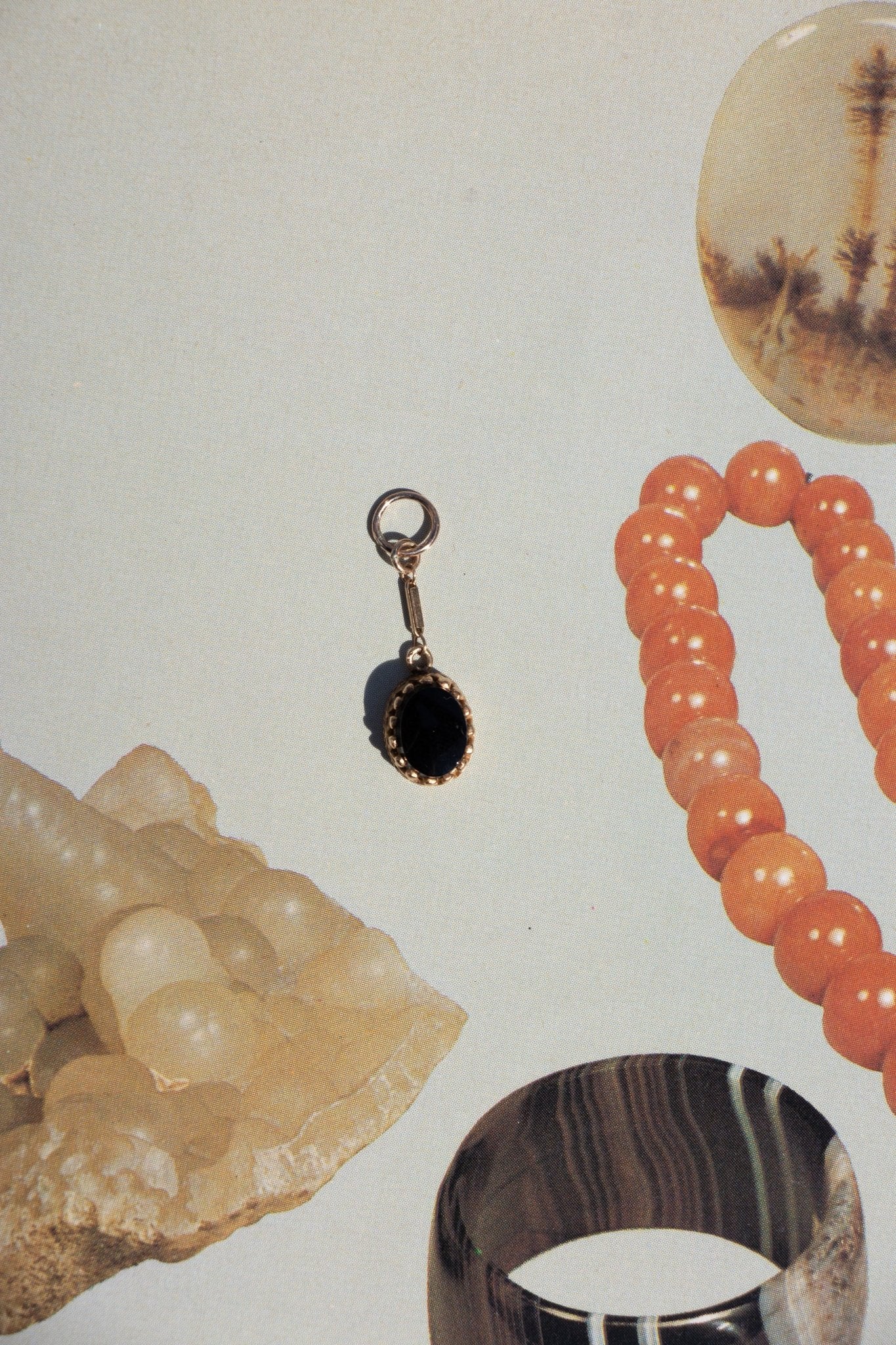 Charm - 14k Antique Onyx Drop Charm - LETTUCE STUDIOS