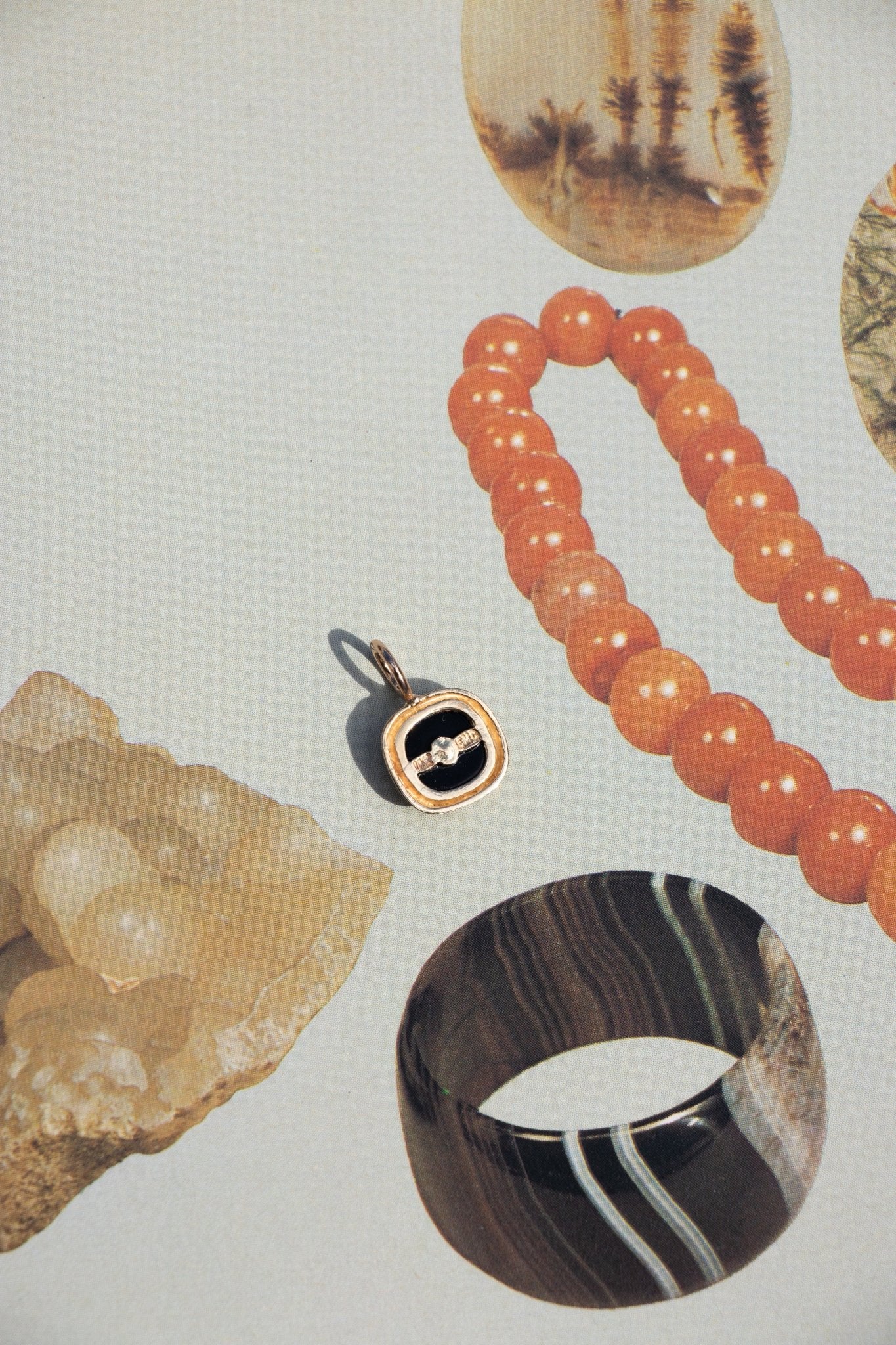 Charm - 14k Vintage 50/50 Onyx Charm - LETTUCE STUDIOS