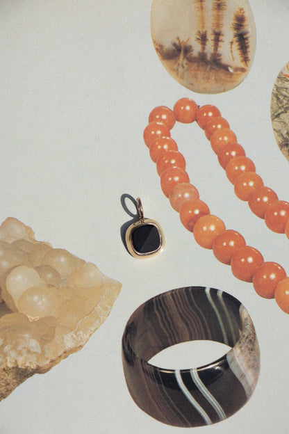 Charm - 14k Vintage 50/50 Onyx Charm - LETTUCE STUDIOS