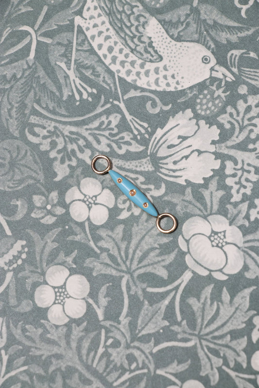 Charm - 14k Vintage Blue Enamel + Pearl Connector - LETTUCE STUDIOS