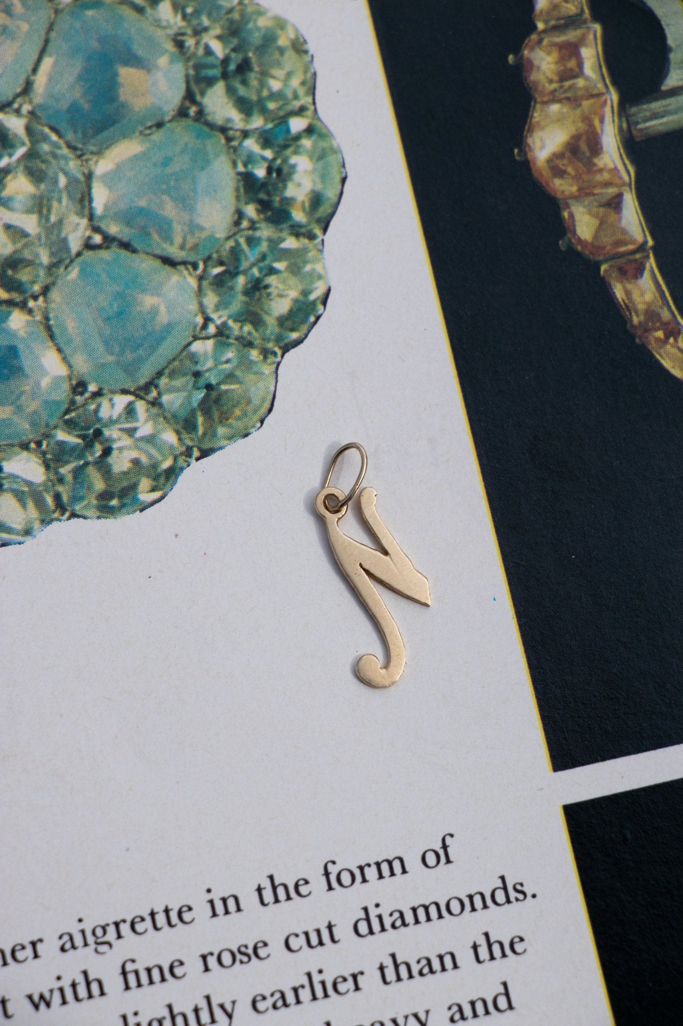 Charm - 14k Vintage ‘N’ Initial Charm - LETTUCE STUDIOS