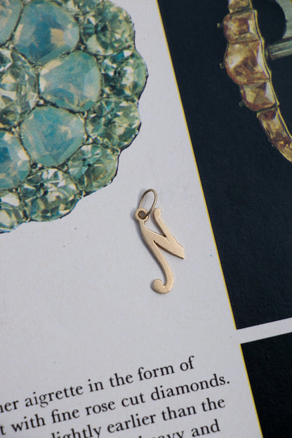 Charm - 14k Vintage ‘N’ Initial Charm - LETTUCE STUDIOS
