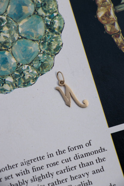 Charm - 14k Vintage ‘N’ Initial Charm - LETTUCE STUDIOS