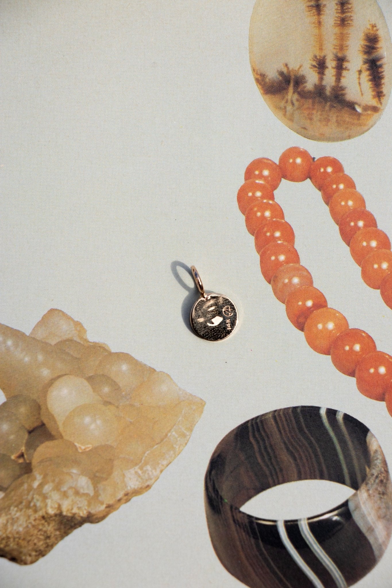 Charm - 14k Vintage Round Line Charm - LETTUCE STUDIOS