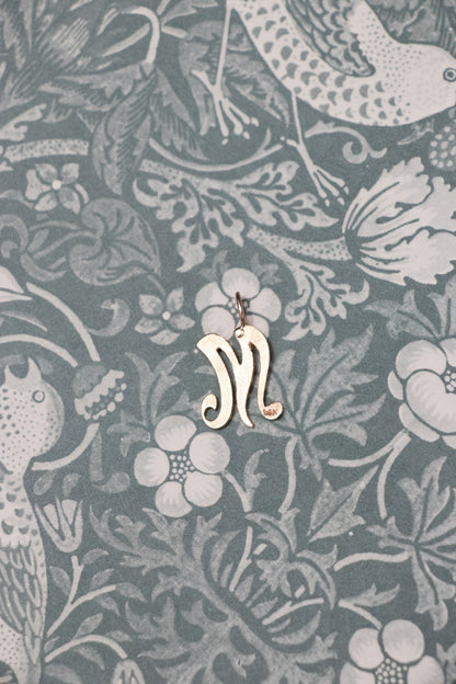 Charm - 14k Vintage Swirly ‘M’ Charm - LETTUCE STUDIOS