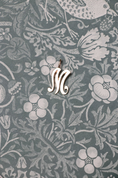 Charm - 14k Vintage Swirly ‘M’ Charm - LETTUCE STUDIOS