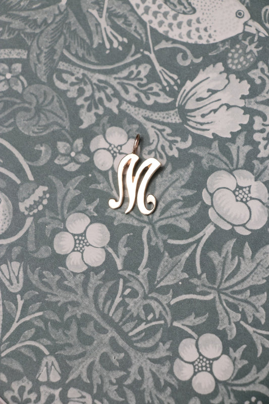 Charm - 14k Vintage Swirly ‘M’ Charm - LETTUCE STUDIOS