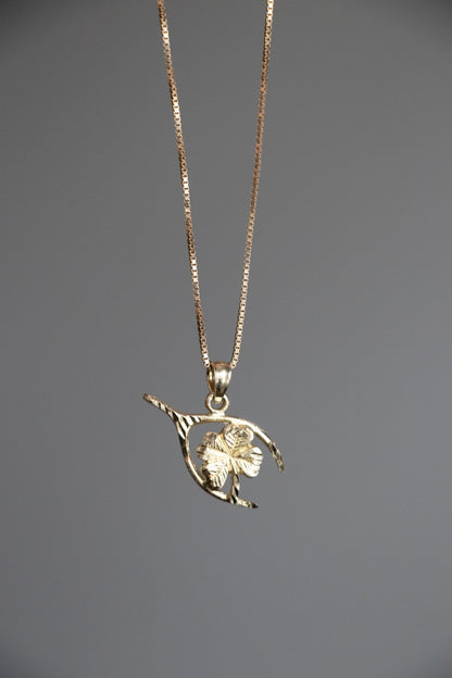 Charm - 14k Wishbone Four Leaf Clover Lucky Charm - Lettuce Goods