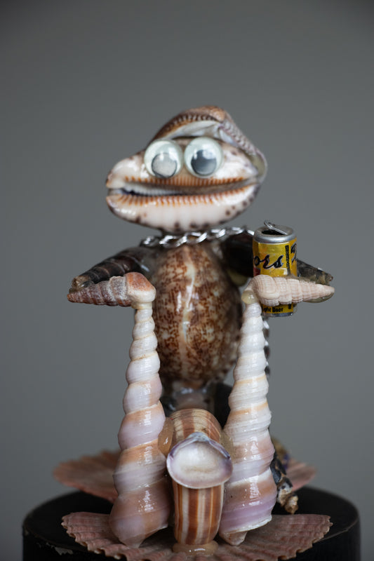 Vintage Biker Shell Figure Folk Art