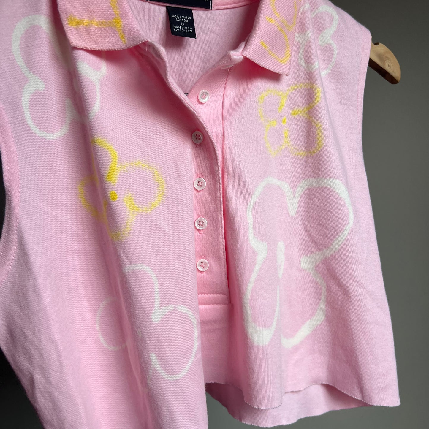 Lettuce Floral Cropped Vintage Polo