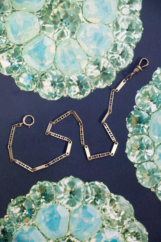 Necklace - Antique 10k Etched Watch Chain 12.5” - LETTUCE STUDIOS