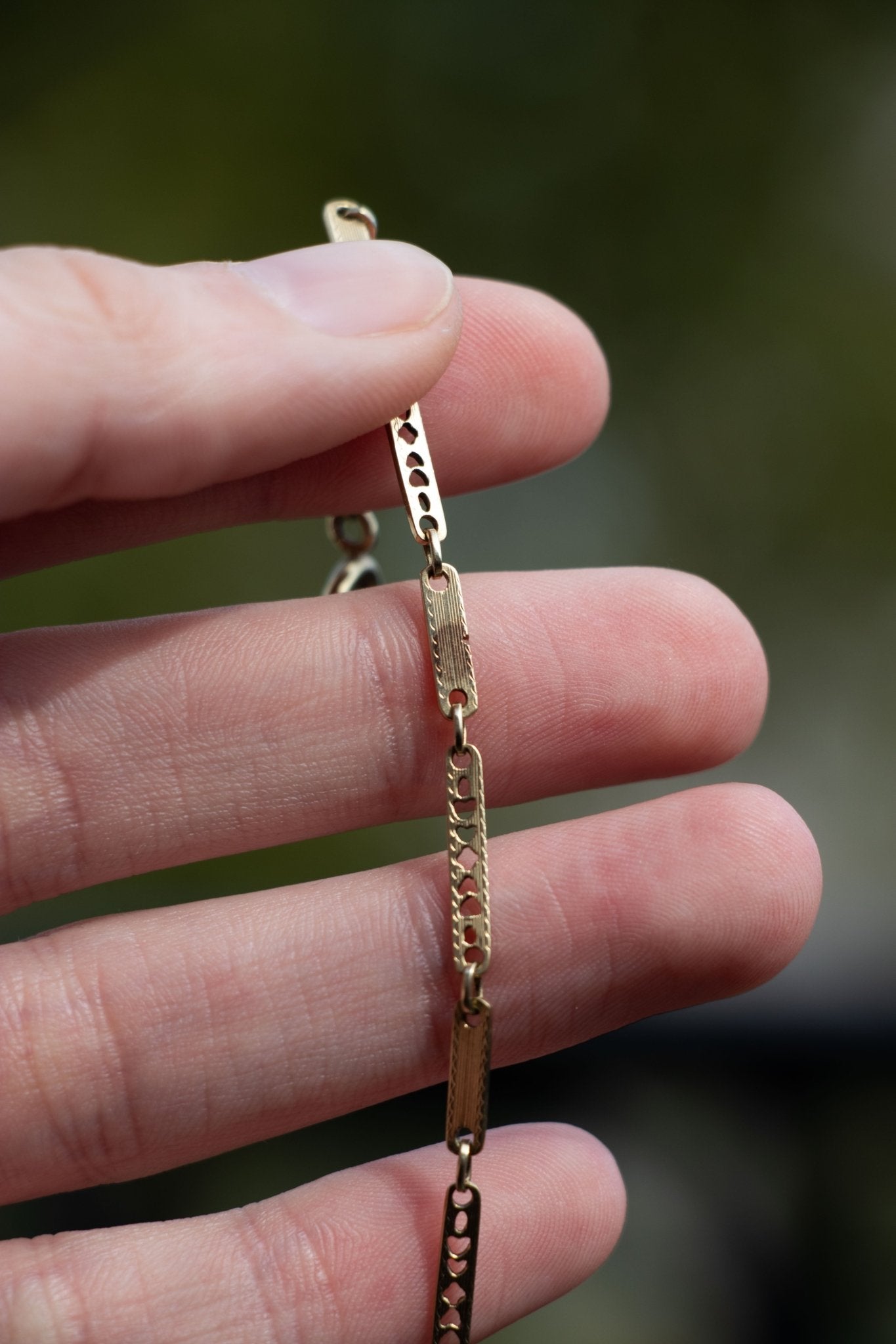 Necklace - Antique 10k Etched Watch Chain 12.5” - LETTUCE STUDIOS