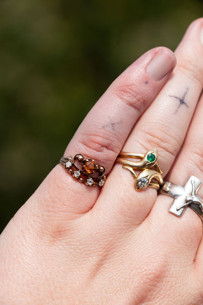 Ring - Antique 14k Citrine and Old Mine Cut Diamond Ring - LETTUCE STUDIOS