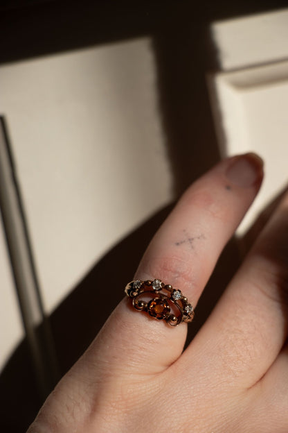 Ring - Antique 14k Citrine and Old Mine Cut Diamond Ring - Lettuce Goods