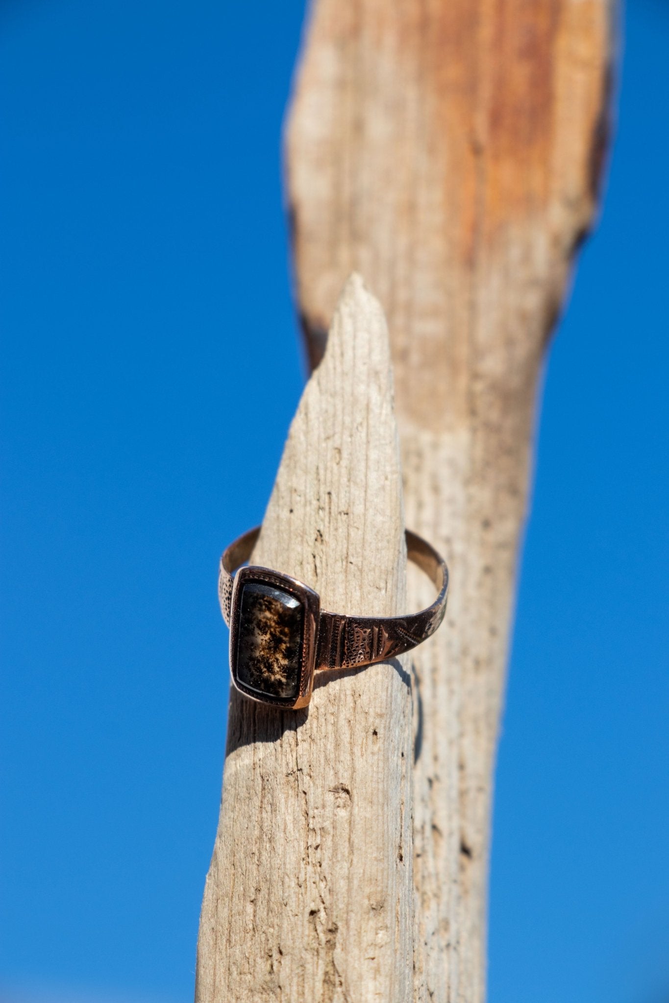 Ring - Antique 14k Moss Agate Ring - LETTUCE STUDIOS