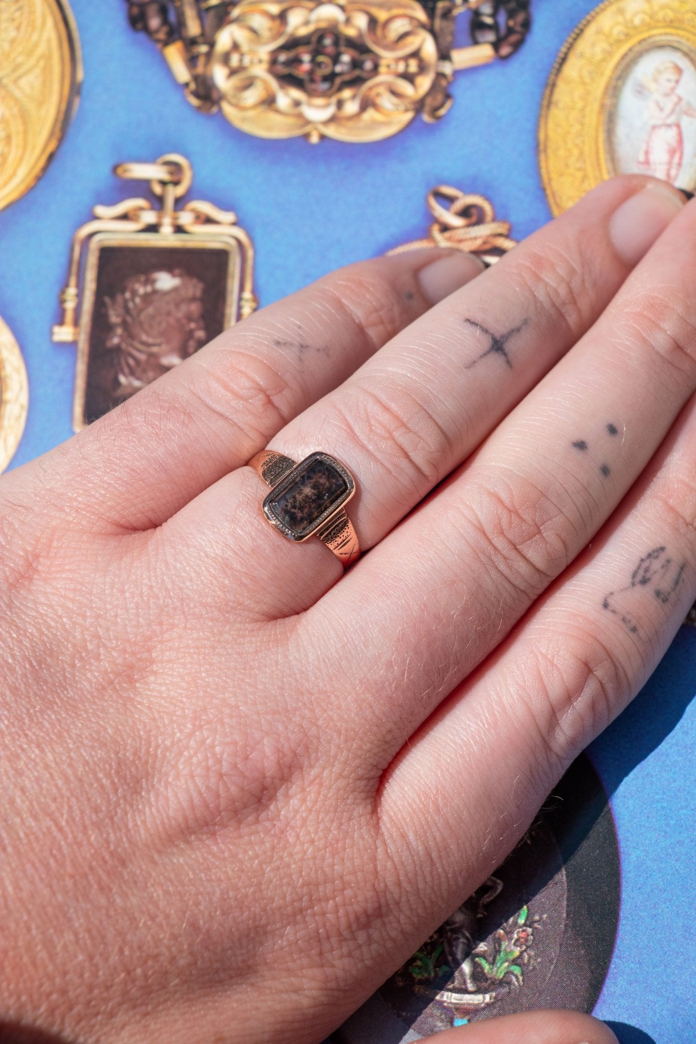 Ring - Antique 14k Moss Agate Ring - LETTUCE STUDIOS