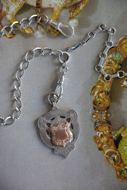 Charm - Antique Sterling Silver Art Nouveau Shield Pendant - Lettuce Goods