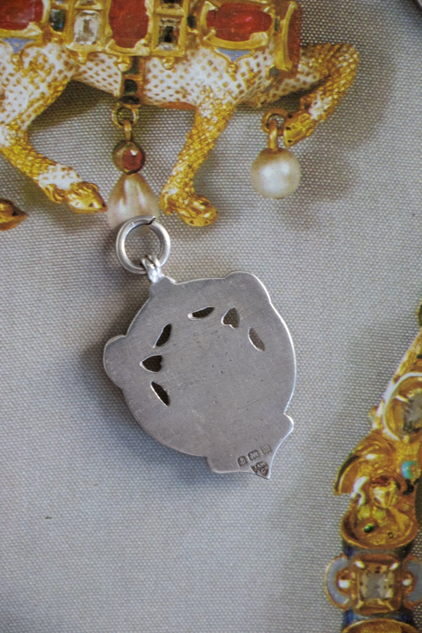 Charm - Antique Sterling Silver Art Nouveau Shield Pendant - Lettuce Goods