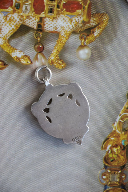 Charm - Antique Sterling Silver Art Nouveau Shield Pendant - Lettuce Goods