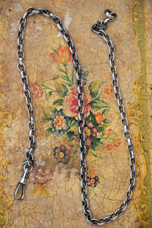 Necklace - Antique Sterling Silver Dog Clip Chain - LETTUCE STUDIOS