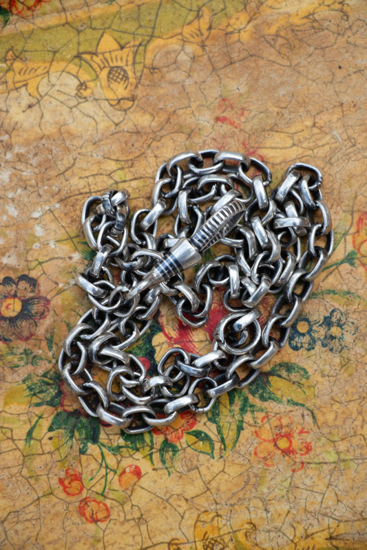 Necklace - Antique Sterling Silver Dog Clip Chain - LETTUCE STUDIOS