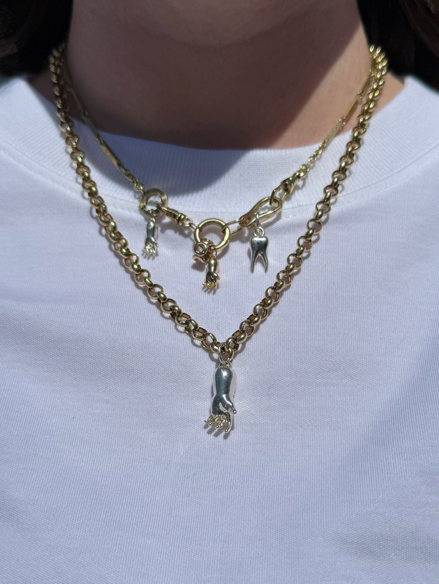 Charm - Baby Hand Charm in 14K Gold or Sterling Silver | Small & Large - 14karatdoll