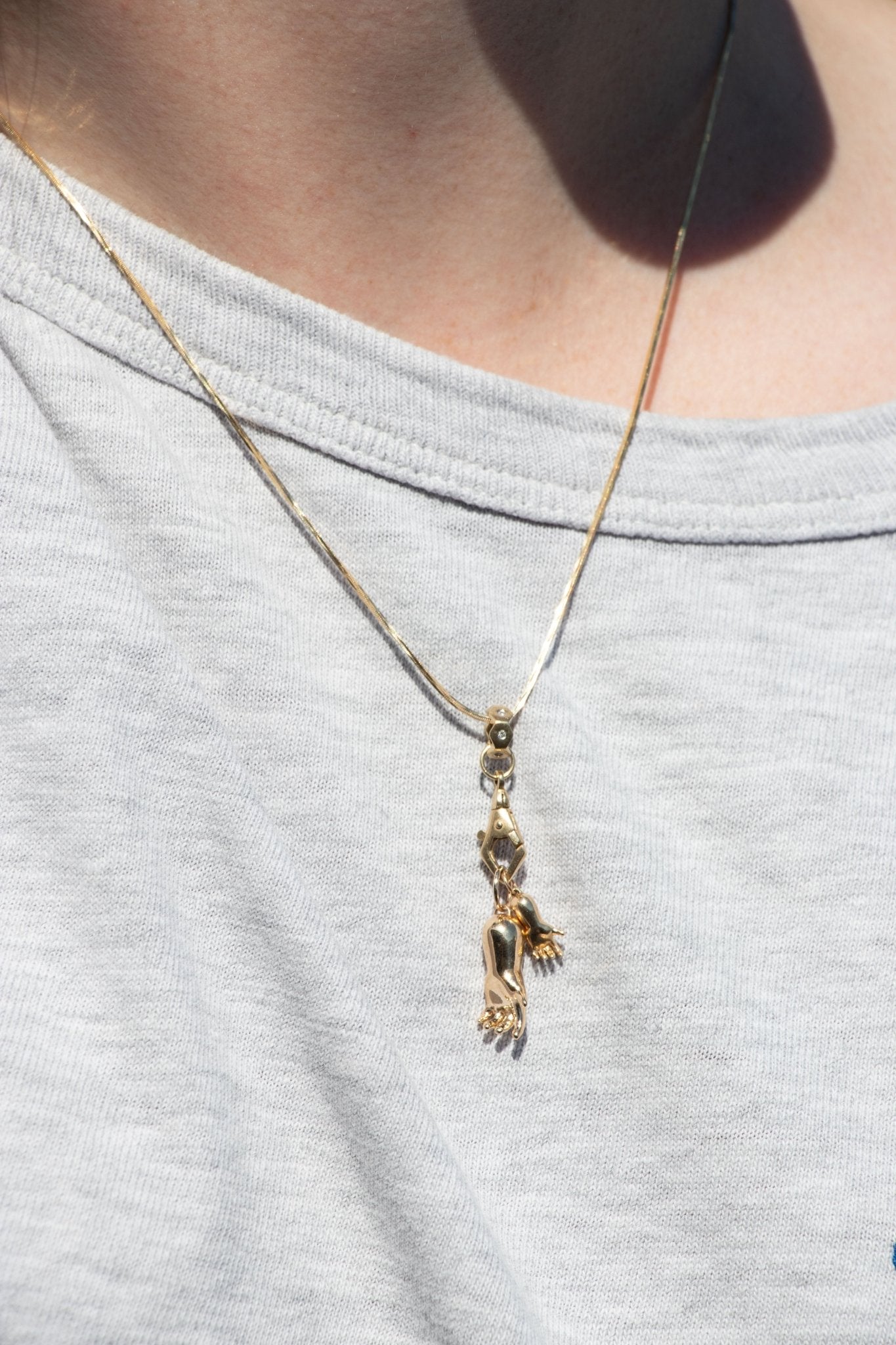 Charm - Baby Hand Charm in 14K Gold or Sterling Silver | Small & Large - 14karatdoll