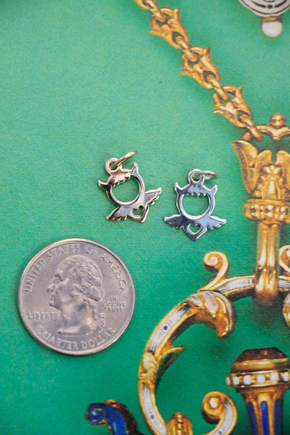14k gold devangel charm miniature angel pendant queer jeweler lettuce goods 14karatdoll compared with a quarter for size
