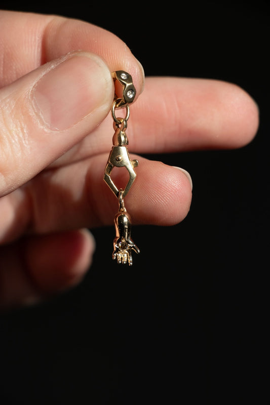 Charm - Gemmed Small Baby Hand Charm in 14k Gold or Sterling Silver - Lettuce Goods