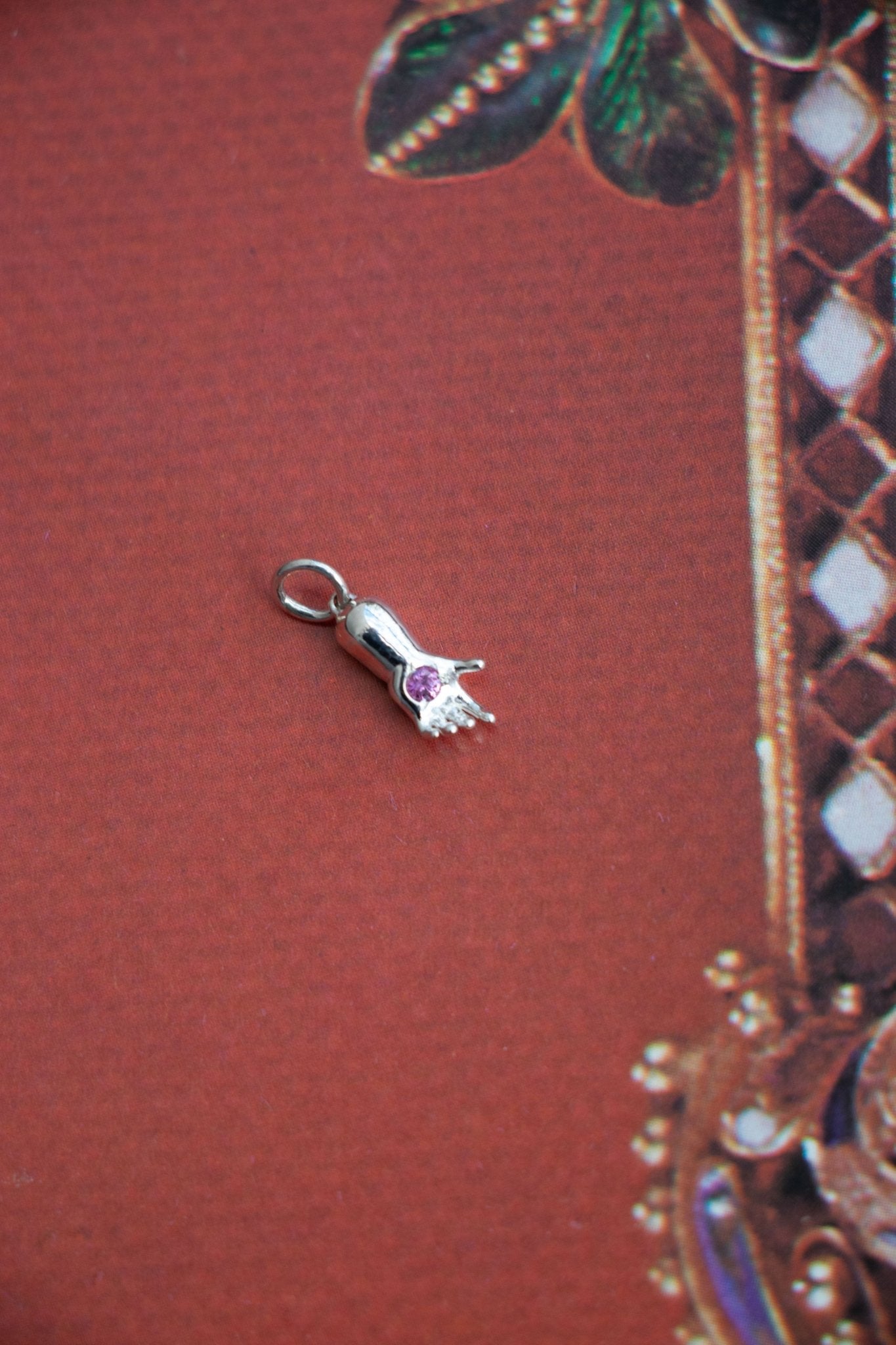 Charm - Gemmed Small Baby Hand Charm in Sterling Silver - Lettuce Goods