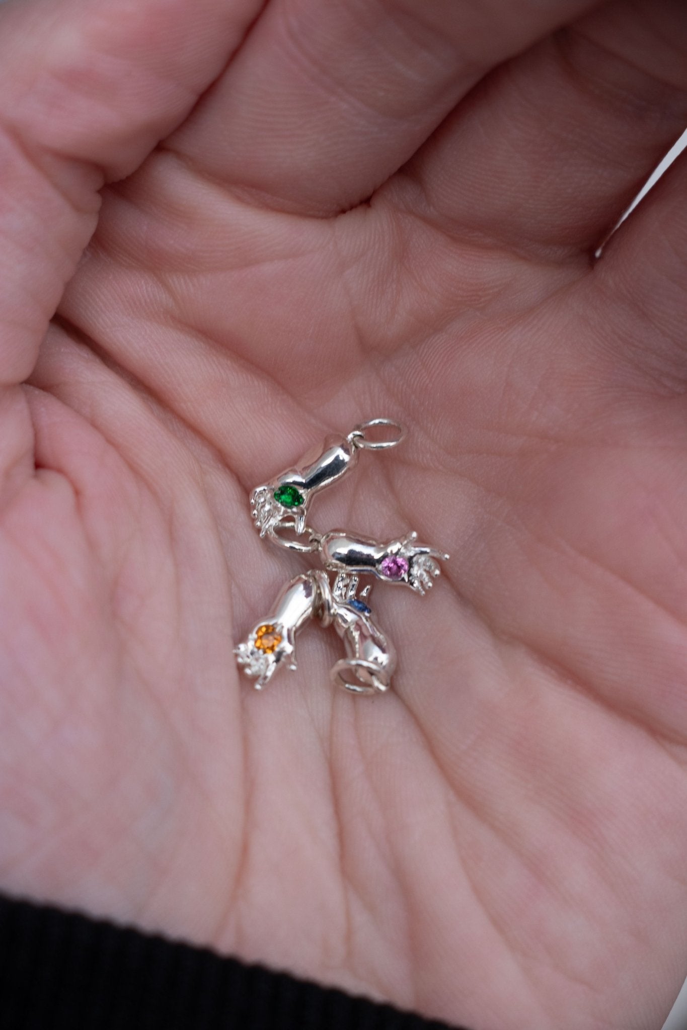 Charm - Gemmed Small Baby Hand Charm in Sterling Silver - Lettuce Goods