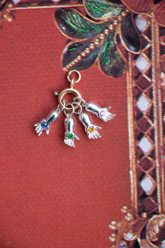 Charm - Gemmed Small Baby Hand Charm in Sterling Silver - Lettuce Goods