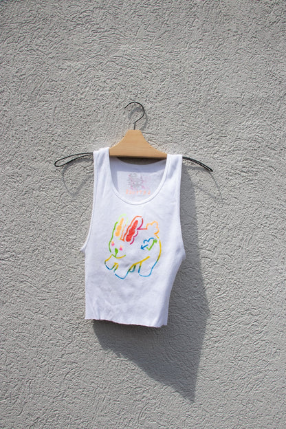 Tank Top - Lettuce Bunny Cropped Tank no. 4 - Lettuce Goods