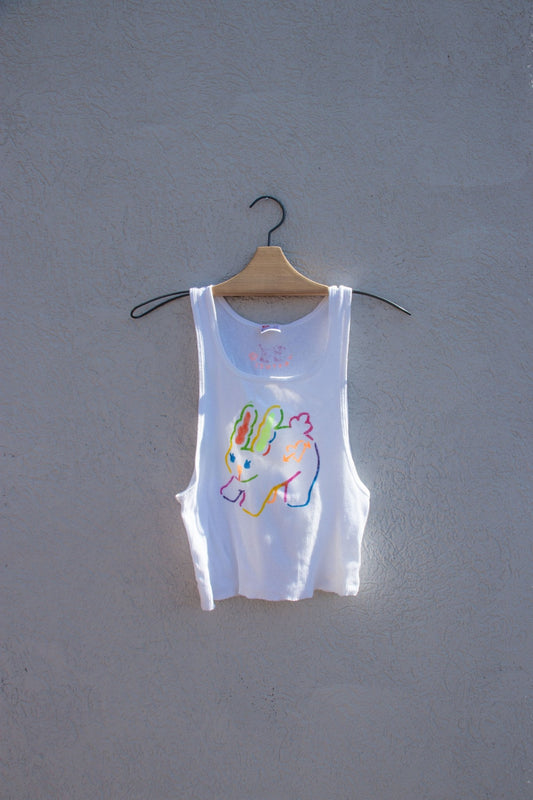 Tank Top - Lettuce Bunny Cropped Tank no. 6 - Lettuce Goods