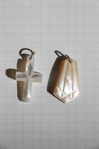 Charm - Mother of Pearl Amulet Charm - 14karatdoll