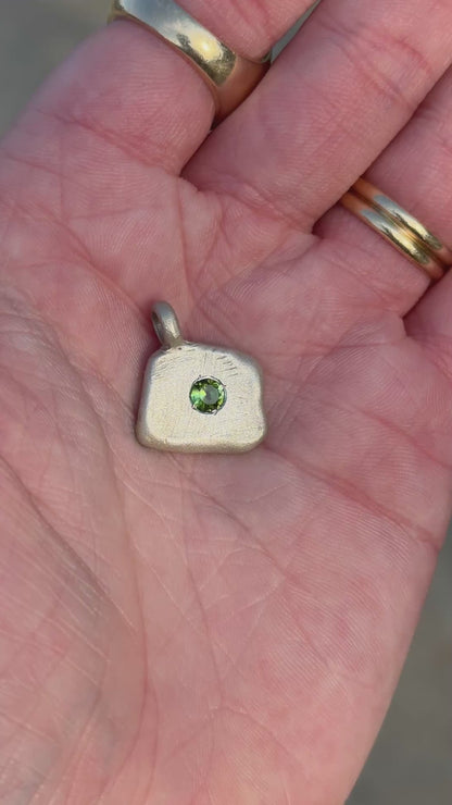 Beach Glass Pendant | Sterling Silver & Peridot