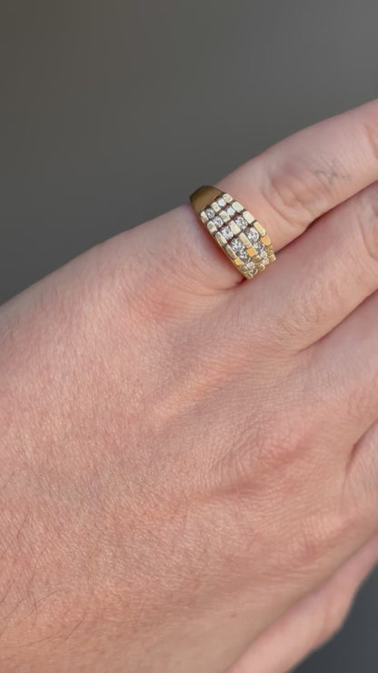 Vintage 14k Diamond Pyramid Ring